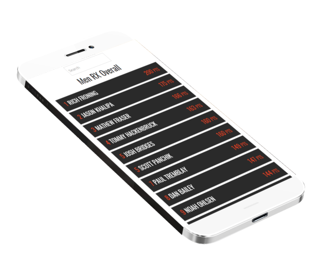 WODwin: Live leaderboard on mobile.